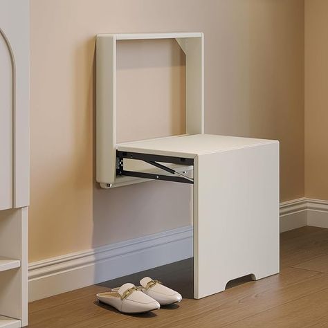 Amazon.com: Guyii Wall Mounted Seat, Fold Down and Up Foldable Shoe Bench, Entryway Shoe Changing Stool, Invisible Folding Chair for Hallway, Space Saving, 330lbs Load Capacity (White) : Home & Kitchen Entryway Stool, Hidden Wall, Foldable Shoes, Folding Walls, Small Entryways, Entryway Shoe, Shoe Bench, Stool Chair, Folding Stool