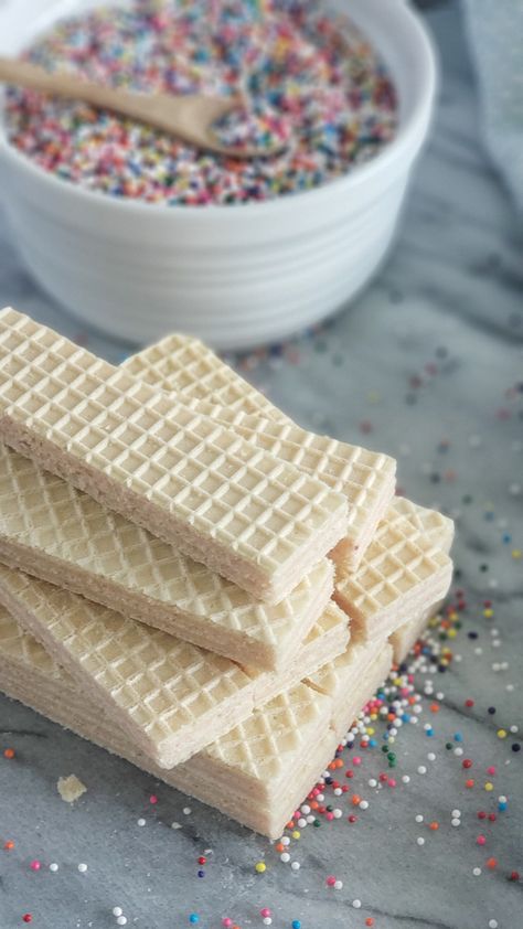 How to Make Easy and Delicious Chocolate-Coated Wafer Cookies with Sprinkles - Tidy Mo Mariana, How To Make Wafers, Homemade Wafer Cookies, Sugar Wafers Recipe, Wafer Cookies Recipe, Wafer Cookie Recipe, Sugar Wafers, Wafer Chocolate, Checkerboard Cookies