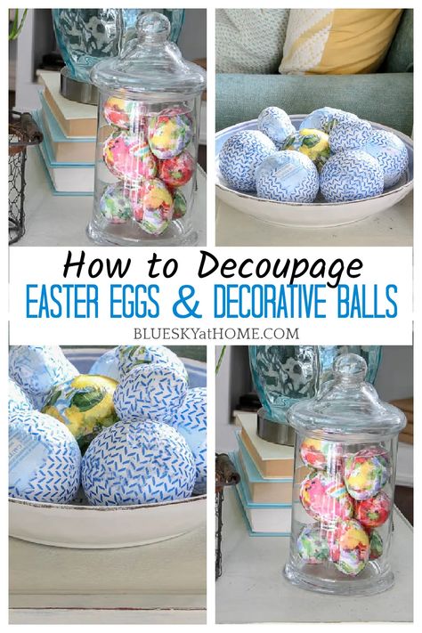 Decoupage Easter Eggs, Decorating Terra Cotta Pots, Eggs In A Basket, Eggs For Easter, Decorative Balls, Wood Eggs, Decoupage Diy, Easter Tablescapes, Easter Decorations Vintage