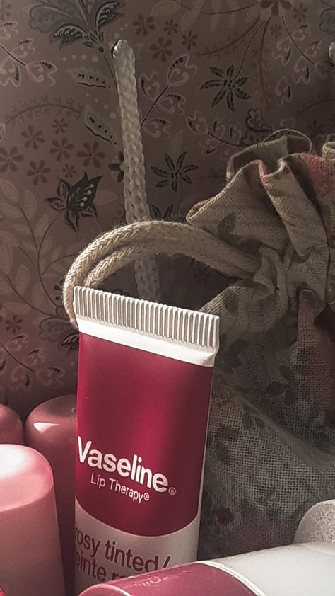 Vaseline Aesthetic, Red Lip Balm, Cherry Products, Makeup Things, Vaseline Lip Therapy, Vaseline Lip, Stylish Nails Designs, Aesthetic Photos, Red Lip