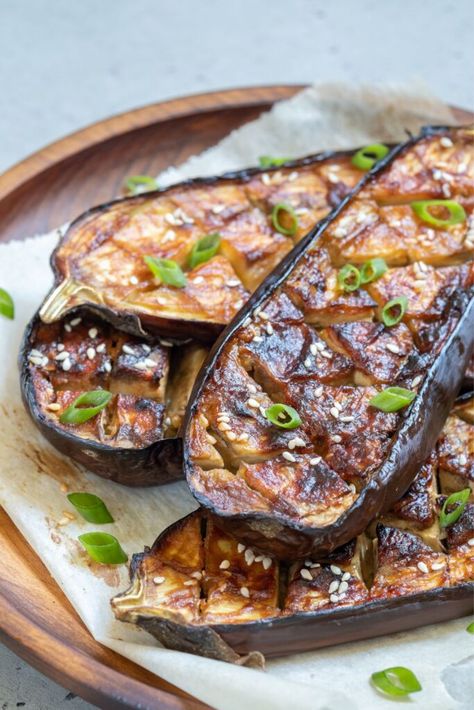 Jamie Oliver Miso Aubergine Eggplant Steaks, Miso Aubergine, Glazed Eggplant, Miso Eggplant, Miso Glaze, Eggplant Recipe, Eggplant Dishes, Peanut Recipes, Jamie Oliver Recipes