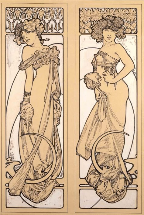 Alfons Maria Mucha, Art Nouveau Mucha, Illustration Art Nouveau, Alphonse Mucha Art, Design Art Nouveau, Nouveau Illustration, Mucha Art, Alfons Mucha, Art Nouveau Illustration