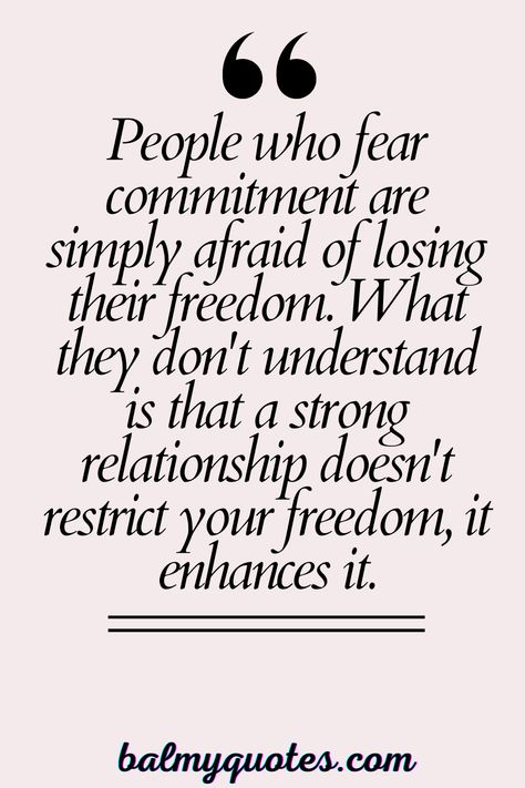 Explore fear of commitment quotes. These quotes on fear of commitment provide encouragement and wisdom for anyone struggling with commitment issues. Love Commitment Quotes Relationships, Fear Of Dating, Jobless Quotes Feelings, Fear Of Commitment Quotes, Commitment Issues Quotes, Fear Of Love Quotes, Abandonment Quotes, Quotes On Fear, Quotes About Fear