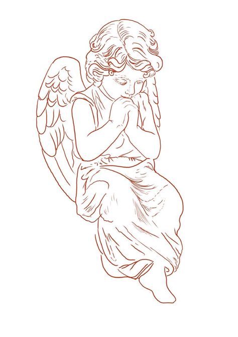 Angel Stencil, Cherub Tattoo Designs, Chest Tattoo Stencils, Heaven Tattoos, Cherub Tattoo, Ear Tattoo Ideas, Tattoo Outline Drawing, Religious Tattoo, Chicano Art Tattoos