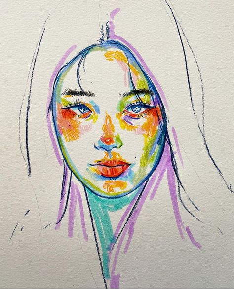 Face Art Painting, Whimsical Art Journal, Abstract Portrait Painting, Animation Art Sketches, Oil Pastel Art, Quirky Art, Arte Inspo, Color Pencil Art, Book Art Drawings