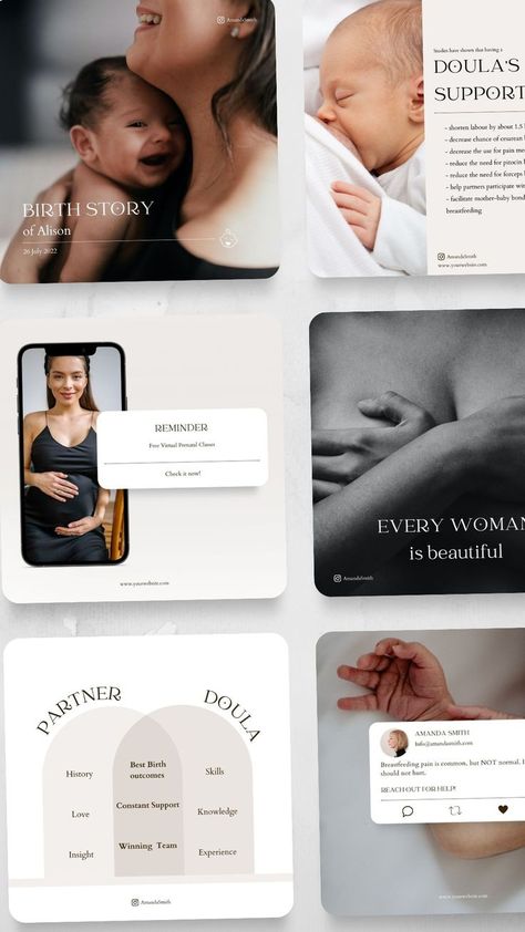 Enjoy beautiful & modern social media post templates designed spesifically for Doulas ♥
All photos and content are included :)

Easily change any element to match your brand style and listing needs.
This product is an instant digital download. Gynecologist Social Media Post, Doula Instagram Posts, Doula Post Ideas, Doula Social Media Content, Doula Branding, Doula Packages, Doula Website, Birth Worker, Baby Spa