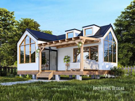 Design Casa Piccola, Modern Tiny Home, Tiny Home Plans, Log Cabin Plans, Small Tiny House, Seni Dan Kraf, Tiny House Floor Plans, Modern Tiny House, Tiny House Cabin