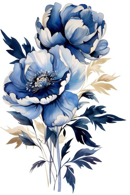 Blue Flower Art Paintings, Blue Flowers Drawing, Realistic Flower Drawing, Blue Flower Art, Modern Watercolor Art, Botanical Floral Prints, Blue Flower Painting, Phone Wallpaper Boho, Botanical Flower Art