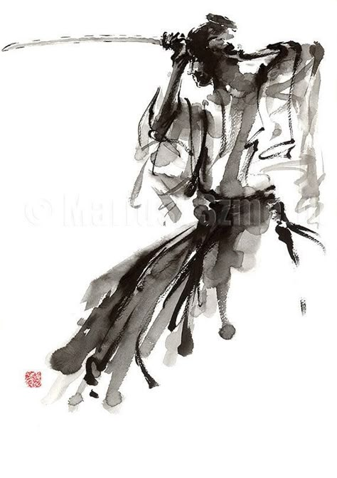 It's a Man's World Tekken 4, Samurai Drawing, Guerriero Samurai, Arte Ninja, Acrylic Painting Diy, Samurai Artwork, Japanese Warrior, Samurai Tattoo, Abstract Watercolor Art