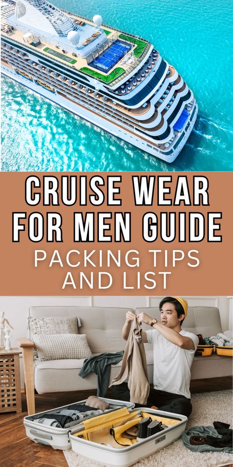 Cruise into style with our essential guide to men's cruise wear! From packing tips to outfit inspiration, ensure you're dressed to impress on your next nautical adventure. Cruise Vacation Outfits Men, Cruise Packing List Men, Cruise Packing List For Men, Men’s Cruise Packing List, Cruise Ship Outfits Men, What To Pack For A Cruise, Cruise Outfits Men, Mens Cruise Outfits, Carribean Cruise Outfits