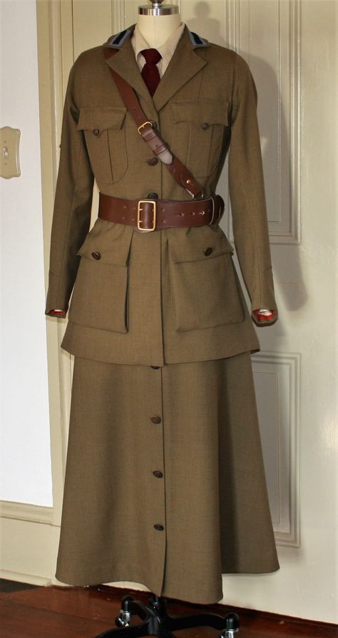 Reproduction of a Women’s WWI Motor Corps of America Uniform | Sew Decades Ago Military Outfits, Women's Military Uniform, Military Inspired Fashion, Military Dresses, Women's Uniforms, Military Uniforms, Stop Staring, Military Outfit, Uniform Design