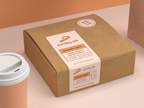 Sunday Pie Packaging Design by Yahya Khan on Dribbble Pie Box Packaging, Pie Packaging Design, Bakery Box Design, Bakery Label Design, Food Box Packaging Design, Food Box Design, Pie Packaging, Pie Logo, Box Package Design