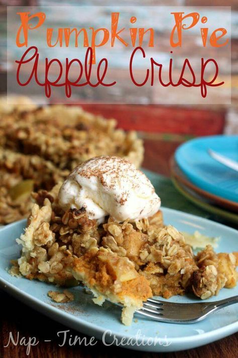 Apple Crisp Pie, Apple Pumpkin Pie, Pumpkin Crunch Cake, Easy Apple Crisp Recipe, Pumpkin Crunch, Thanksgiving Desserts Easy, Crunch Cake, Fall Desserts Easy, Pumpkin Recipes Dessert