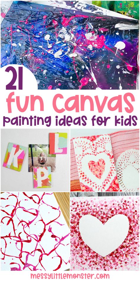 Easy Canvas Painting Ideas for Kids Large Canvas Toddler Art, Background For Canvas Painting, Preschool Canvas Painting, Sip And Paint Ideas For Kids, Birthday Gift Painting Ideas, Canvas Art Ideas For Kids, Easy Kid Painting Ideas, Easy Painting For Kids On Canvas, Paint Projects For Toddlers