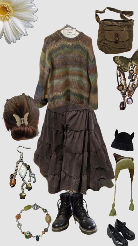 #fairygrungefit #fairygrunge #fairygrungeoutfitinspo #fairygrungeaesthetic Goblincore Outfits, Estilo Indie, Cottagecore Outfits, Earthy Outfits, Swaggy Outfits, Hippie Outfits, Dream Clothes, Grunge Outfits, Aesthetic Fashion