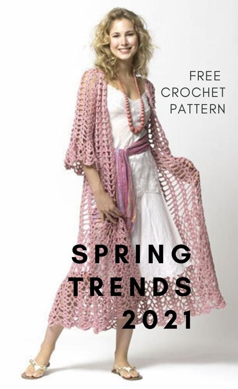 Long cardigans are the rage this year! In the midst of winter in the Northern Hemisphere, take some time to think ahead to spring! This lovely Crocheted Lacy Duster is perfect for the season. Light, airy and oh so pretty. FREE crochet pattern. The intricate lace pattern in this jacket make this free crochet pattern a great project for intermediate crocheters. Lace Cardigan Pattern, Crochet Kimono Pattern, Long Crochet Cardigan, Crochet Jacket Pattern, Crochet Cardigan Pattern Free, Crochet Kimono, Elegant Crochet, Crochet Skirts, Crochet Lace Dress