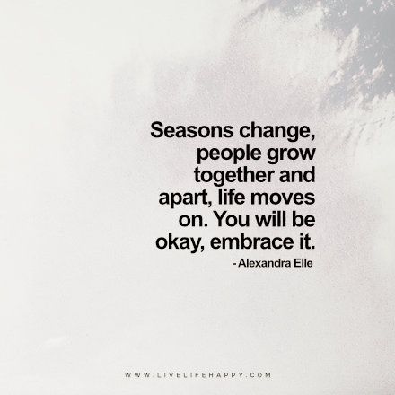 People Grow Together and Apart Seasonal People Quotes, Seasons Change Quotes Life, Season Change Quotes, Seasons Change Quotes, People Change Quotes, Happy Quote, Live Life Happy, Together Quotes, Seasonal Changes