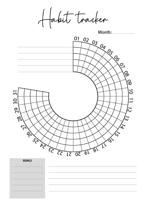 Habit Tracker Pdf Free, Circle Habit Tracker, Habit Tracker Ideas, Habit Tracker Monthly, Bullet Journal Inserts, Weekly Tracker, Monthly Tracker, Monthly Habit Tracker, Bullet Journal Ideas Templates