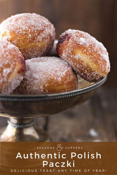 Paczki Recipe, Polish Food Traditional, Polish Desserts, Homemade Donuts Recipe, Eastern European Recipes, Ukrainian Recipes, Czech Recipes, Homemade Donuts, Doughnut Recipe