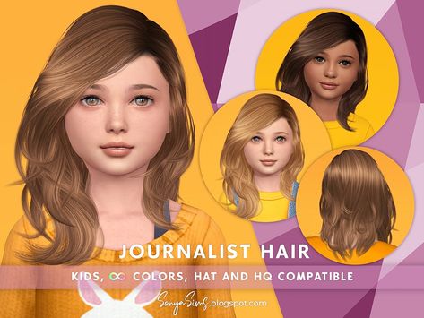 The Sims Resource - SonyaSims Journalist Hair KIDS (Early Access on Patreon) Sims 4 Children, Sims 4 Game Mods, Hair Kids, Female Hair, All Hairstyles, Los Sims, Best Sims, Best Mods, Sims Community