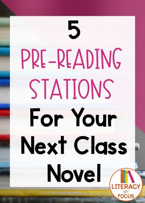 Get students motivated to read the next class novel with five pre-reading stations. Great for introducing your next book! #novelstations #novelstudy #prereading 8th Grade Reading, Language Arts Lesson Plans, Educational Therapy, Novel Activities, Teaching 6th Grade, High School Reading, Pre Reading Activities, Reading Stations, Teaching Secondary