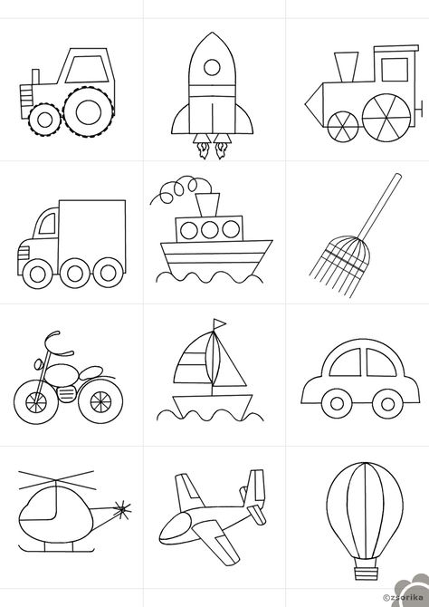 Preschool Art Transportation, How To Draw Vehicles, Cute Car Drawing, Transportation Doodle, Transportation Drawing, Transport Drawing, Vehicle Drawing, Transportation For Kids, Transportation Preschool