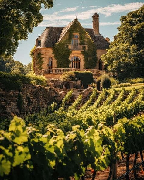 Gracecore Aesthetic, Vineyard Mansion, Winery Aesthetics, Winery House, French Winery, Classic Mansion, Mansion Exterior, Italian Village, Casas Coloniales