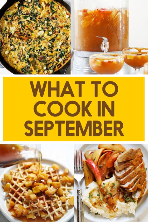 September is here, which means it's unofficially fall, and we're all getting into all the cozy cooking and baking while still being able to enjoy a lot of fresh produce. Here is a seasonal list of What to Cook in September! September Foods In Season, What To Cook In September, September Baking, September Dinners, September Recipes, Eating Seasonally, Healthy Eggplant, Braised Kale, Slow Cooker Apple Butter