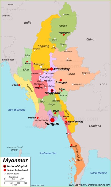 Map of Burma (Myanmar) Myanmar Map, Hpa An, Naypyidaw, Haha Photos, Myanmar Travel, Physical Map, Asia Map, Burma Myanmar, Putao