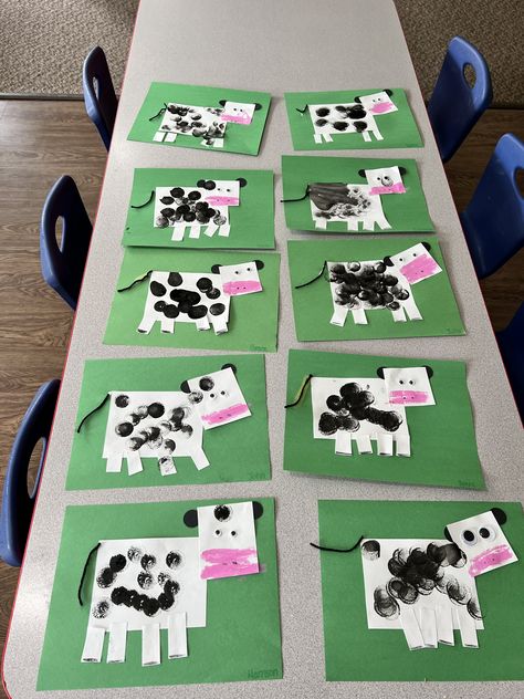 Cow Process Art Preschool, Farm Animals Pre K Activities, Farm Animals Art And Craft Preschool, Farm Animal Art Kindergarten, Dairy Theme Preschool, Preschool Crafts Wild Animals, Farm Social Emotional Activities Preschool, Cow Art Project Preschool, Farmers Crafts Preschool