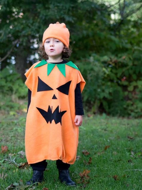 Jack-O-Lantern Costume DIY- Easy to Sew! - Kids Homemade Halloween Costumes For Boys, Easy Diy Toddler Halloween Costumes, Pumpkin Costume Kids, Diy Pumpkin Costume Kids, Diy Pumpkin Costume, Toddler Pumpkin Costume Diy, Diy Pumpkin Costume Toddler, Easy Diy Halloween Costumes For Kids Boys Last Minute, Baby Pumpkin Costume Sewing Pattern