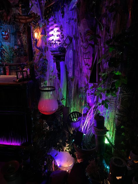 Voodoo Room Aesthetic, Neon Cottagecore, Voodoo Room, Prince Room, Whimsi Goth, Swamp House, Tiki Restaurant, Diner Aesthetic, Hippie House