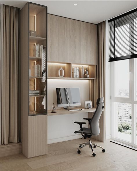 Studio In Casa, Japandi House, Pantry Closet Design, Contemporary Office Design, Study Table Designs, Modern Home Offices, Guest Bedroom Design, Study Room Design, Small Home Offices