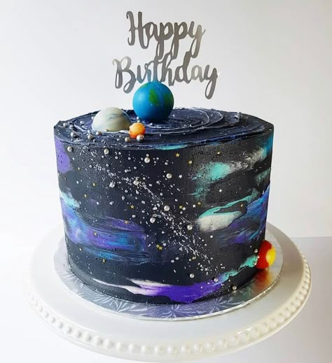 Buttercream Space Birthday Cake, Outer Space Theme Birthday Cake, Galaxy Smash Cake 1st Birthdays, Space Galaxy Cake, Galaxy Birthday Cakes, Galaxy Smash Cake, Outer Space Cakes For Kids, Galaxy Cake Birthday Girl, Galaxy Cake Birthday