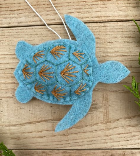 Felt Sea Turtle Pattern, Felt Sea Shells, Turtle Felt Pattern, Felt Turtle Pattern, Felt Sea Turtle, Sea Turtle Christmas, Felt Turtle, Anthropologie Gifts, Sea Turtle Pattern