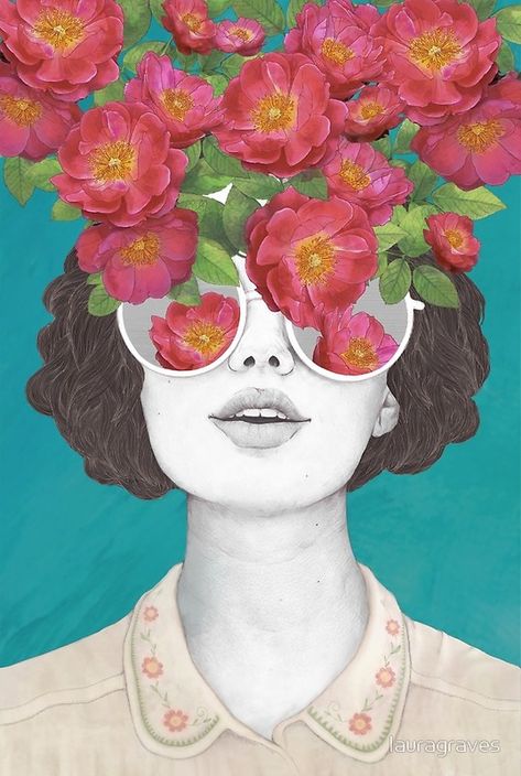 Rose Tinted Glasses, Tinted Glasses, Unframed Art Prints, Art Et Illustration, Art And Illustration, Unframed Art, 그림 그리기, Graphic Art Print, Lovers Art