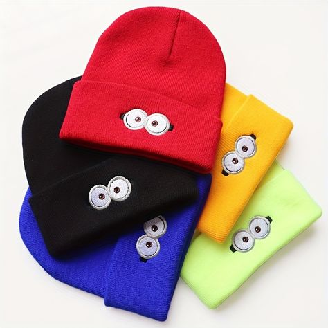 Mini Glasses, Winter Cartoon, Skull Hat, Cartoon Eyes, Hat For Men, Anime Cartoon, Hat For Man, Winter Gift, Knit Beanie Hat