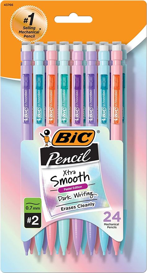 Pastel Mechanical Pencils, Bic Mechanical Pencils, Bic Pencils, Middle School Supplies, Back To School List, School Wishlist, School Backpack Essentials, Preppy School Supplies, Pretty School Supplies