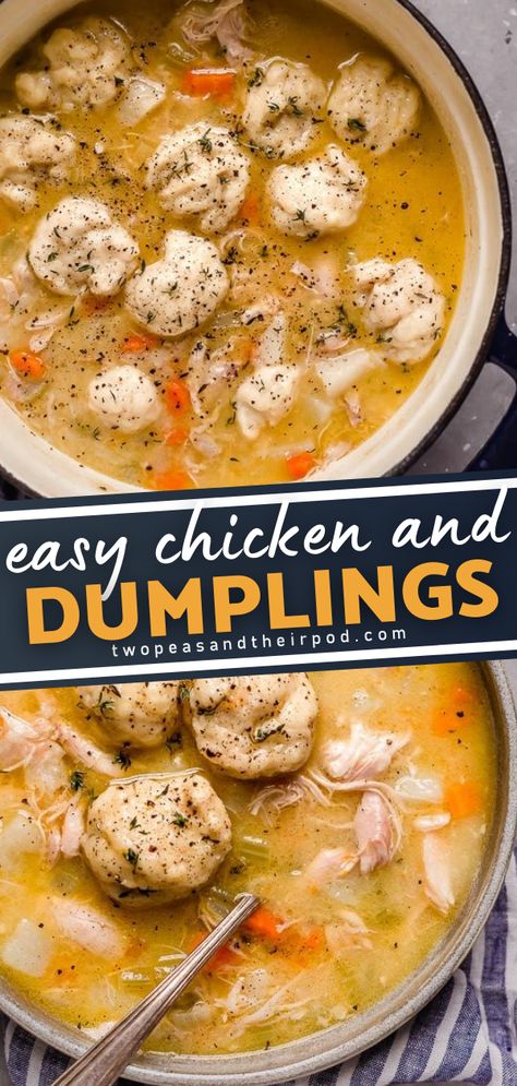 Quick Chicken And Dumplings On Stove, Chicken And Dumpling Recipe, Stove Top Soup Recipes, Quick Chicken And Dumplings, Best Chicken And Dumplings, Easy Dumplings, Chicken Dumpling Soup, Chicken And Dumplings Recipe, Fall Eats