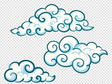 Vector set of cartoon clouds free royalt... | Premium Vector #Freepik #vector #light #sky #blue #weather Spiral Clouds Drawing, Sky Vector Illustration, Cartoon Clouds Drawing, Cloud Graphic Design, Cloud Drawings, Stylized Clouds, Kawaii Clouds, Sign Lettering Fonts, Whimsical Clouds