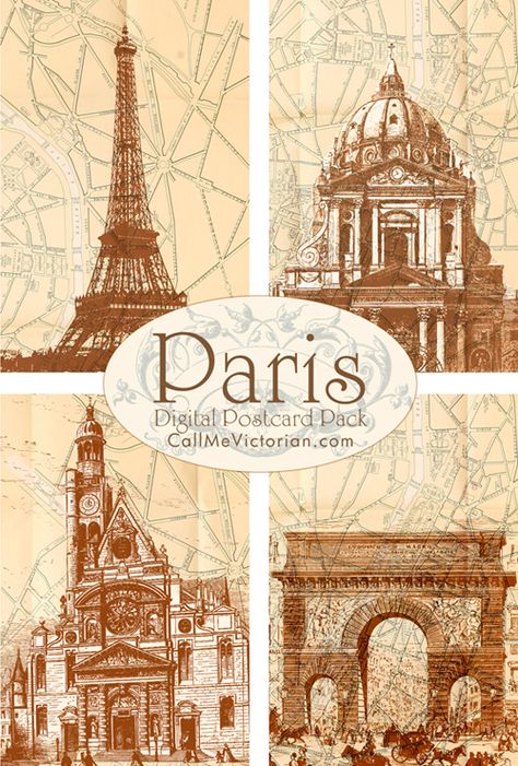 Paris digital printable postcards FREE printable Paris Printables, Printable Postcards, Etiquette Vintage, I Love Paris, Paris Print, Paris Theme, Vintage Paris, The Eiffel Tower, Printable Image