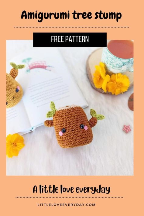 Amigurumi Tree stump ⋆ A little love everyday Amigurumi Tree, Crochet Tree, Teddy Bear Toys, Free Pdf Pattern, Crochet Animals Free Patterns, Flower Bookmark, Toddler Fall, Unique Toys, Yarn Tail