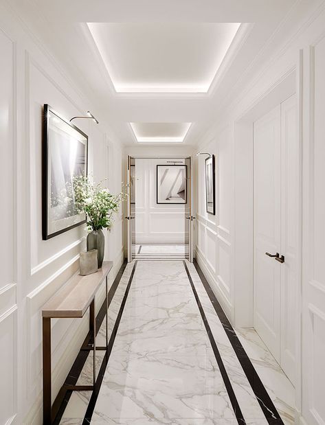 Knightsbridge Apartment - Laura Hammett Apartment Corridor Design, Apartment Corridor, Drawing Room Decor, Corridor Design, Neoclassical Interior, Hallway Designs, Hallway Design, Luxury House Interior Design, Studio Interior Design