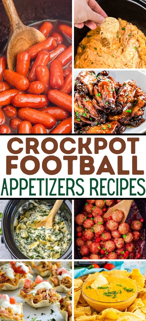 Crock Pot Appetizers – If you’re looking for simple and quick appetizers for your next party, these easy crock pot appetizers will save your time and sanity! Easy slow cooker appetizer recipes fit to feed a whole crowd! Game day appetizers, game day party recipes, football food, football party appetizers, game day appetizers dips, football game snacks, hot dip superbowl dips easy, superbowl party food ideas. Paleo Football Food, Superbowl Apps Easy, Cute Football Appetizers, Football Food Healthy Easy, Football Birthday Snacks, Foot Ball Party Foods, Superbowl Food Crockpot, Superbowl Finger Food Ideas, Sides For Football Party