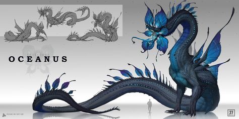 ArtStation - Oceanus Ocean Cryptids, Monster Design Ideas, Dragon Concept, Space Dragon, Dragon Designs, Monster Artwork, Creature Artwork, Kaiju Art, Fantasy Beasts