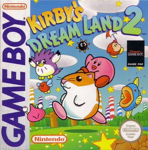 Cover art for Kirby's Dream Land 2 (Game Boy) database containing game description & game shots, credits, groups, press, forums, reviews, release dates and more. Gameboy Art, Kirby's Adventure, Rainbow Island, 90s Stuff, Gameboy Games, Kirby Games, Evil Minions, Original Nintendo, Retro Gaming Art