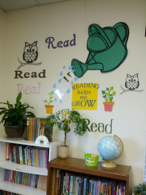 Book Week 2023 Read Grow Inspire, Read Grow Inspire Book Week, Read Grow Inspire, Library Tree, 5th Grade Classroom Ideas, Spring Library, Decoration Class, School Library Decor, Library Bulletin Board