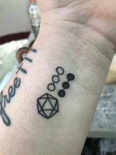 Small Nerd Tattoos, Dnd Tattoos Ideas, Dnd Tattoo Sleeve, Dnd Tatoos Ideas, Small Dnd Tattoo, Mormon Tattoo, Tattoos Dnd, D&d Tattoo Ideas, Dnd Dice Tattoo