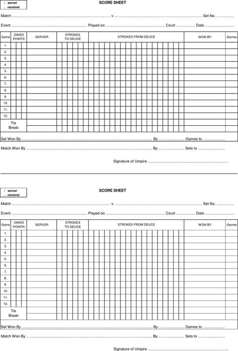 Tennis Score Sheet 1 Tennis Score, Lawn Tennis, Lawn, Tennis, Free Download, Quick Saves