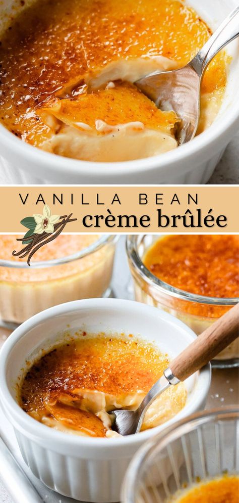 Ultimate Guide to Creme Brulee - Pretty. Simple. Sweet. Smoked Creme Brulee, Essen, Creme Brulee Flavored Desserts, Vanilla Bean Creme Brulee Recipe, Fall Creme Brulee Flavors, Single Serve Creme Brulee, Lemon Crème Brûlée, Creme Brulee For Two, Vanilla Creme Brulee